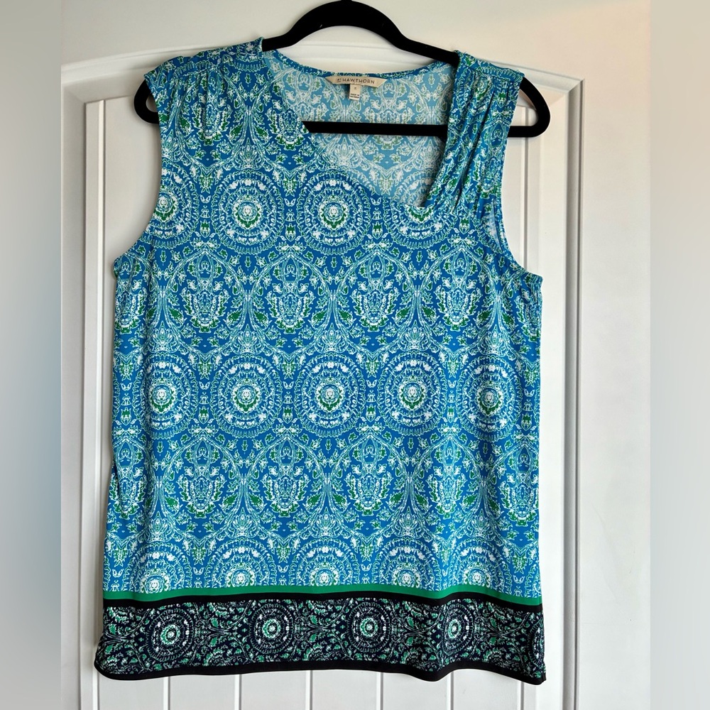41 Hawthorn Teal and Navy Mandala Tank Top